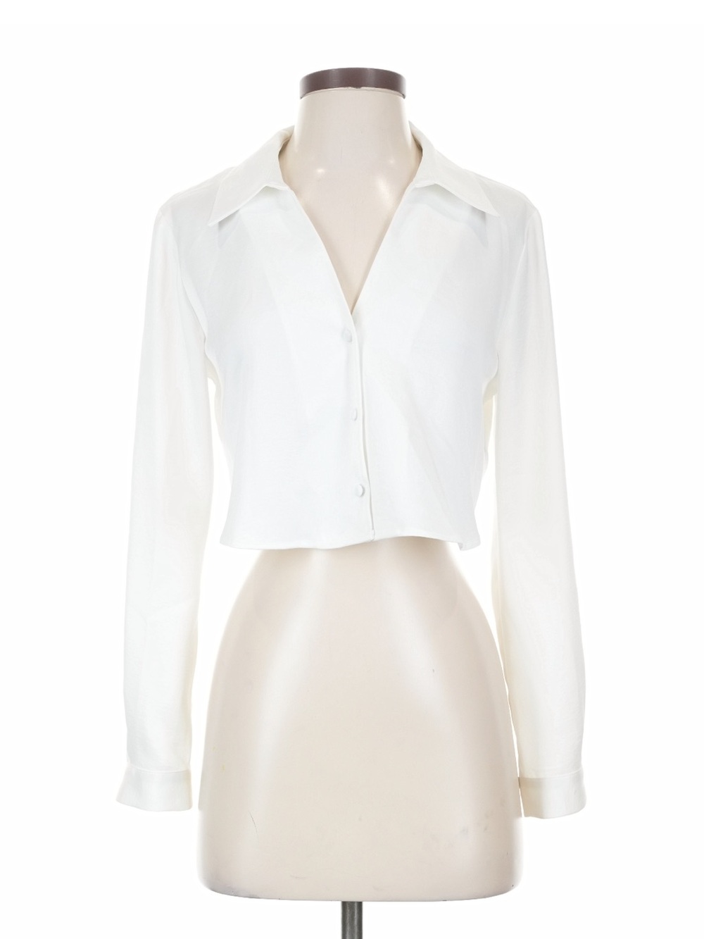 ZARA White Cropped Button-Front Shirt